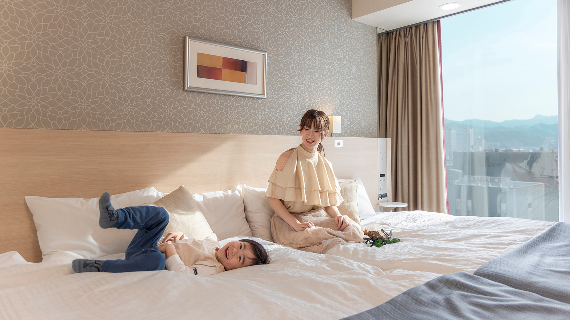 小さいお子様がいても安心の「ハリウッドツイン」仕様のお部屋